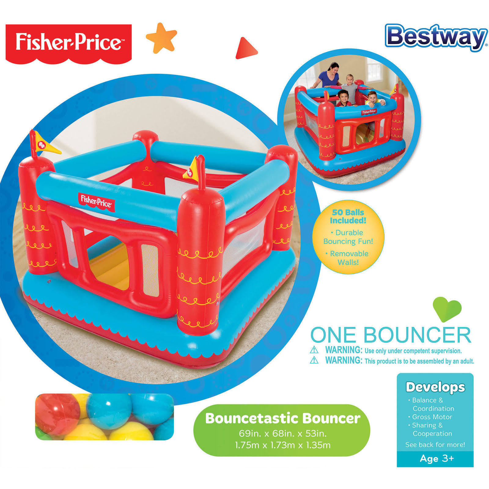 Fisher-Price Bouncetastic Bouncer with 50 Play Balls