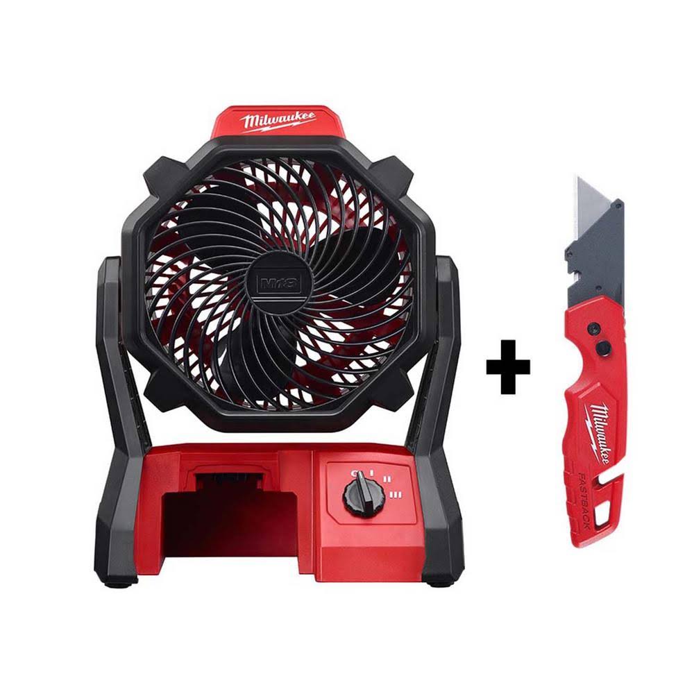 Milwaukee M18 18-Volt Lithium-Ion Cordless Jobsite Fan with Fastback Folding Utility Knife