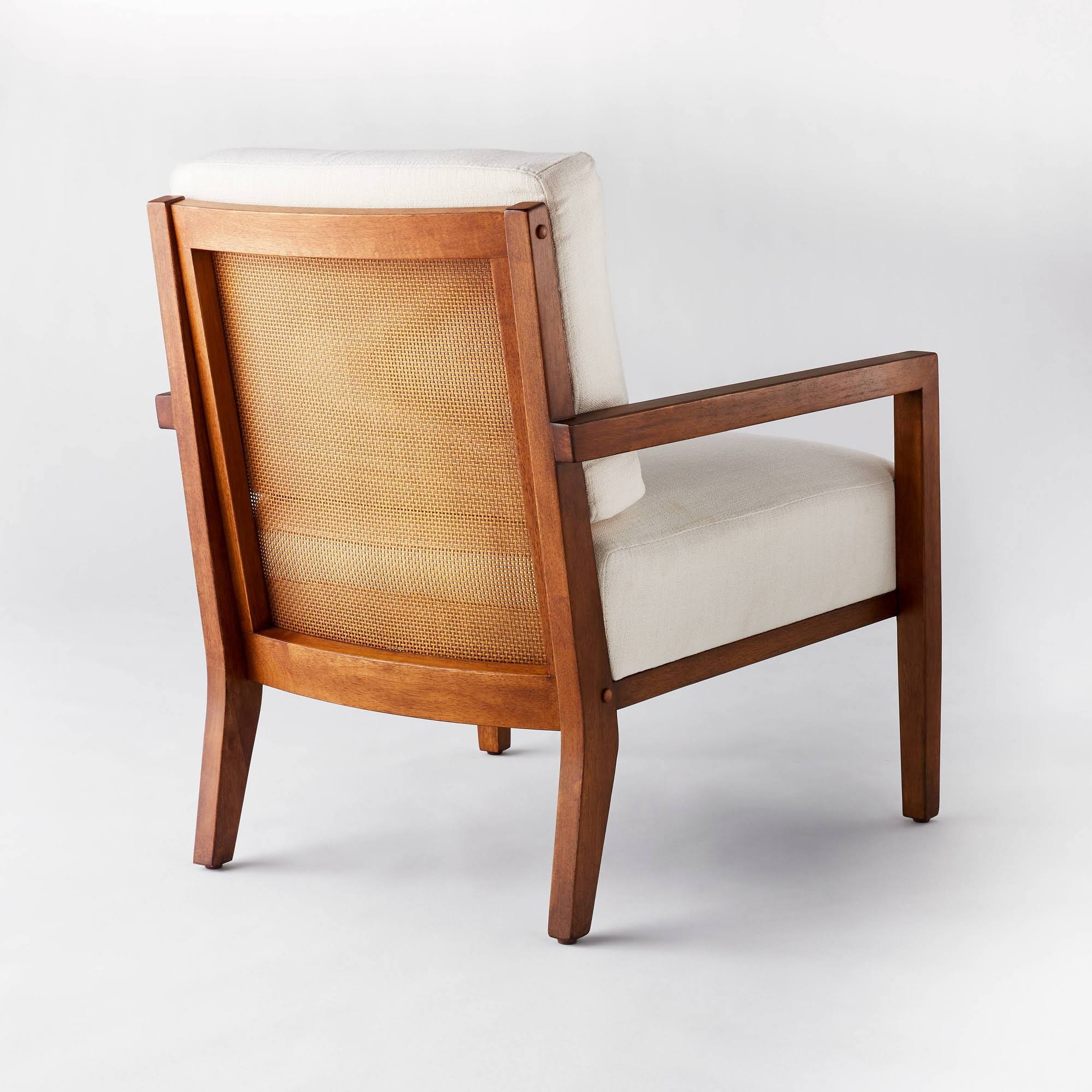 Agoura Hills Cane Back Accent Chair Cream/Mid-tone Wood - Threshold Designed with Studio McGee