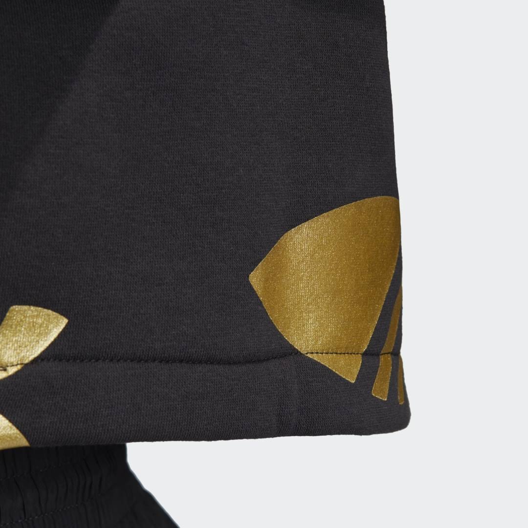 Adidas - Women's Originals Large Logo Cropped Pullover Hoodie (Black | Gold Metallic)