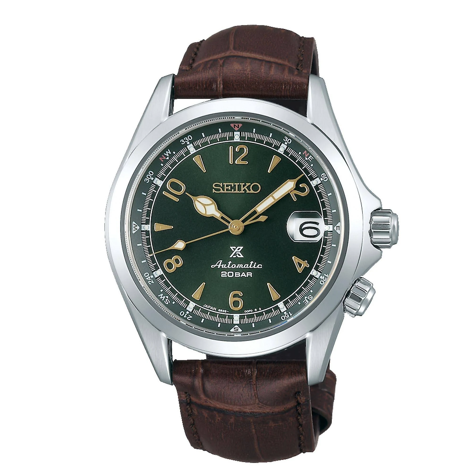 Seiko Watches Spb121j1 Prospex Alpinist Green u0026 Brown Leather Automatic Men's Watch