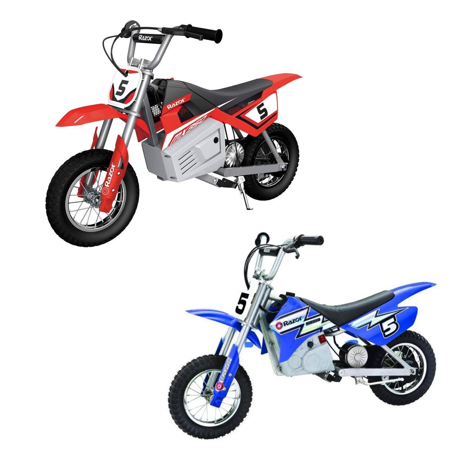 Razor MX350 Dirt Rocket Kids Electric Motocross Motorcycle Bikes, 1 Red u0026 1 Blue