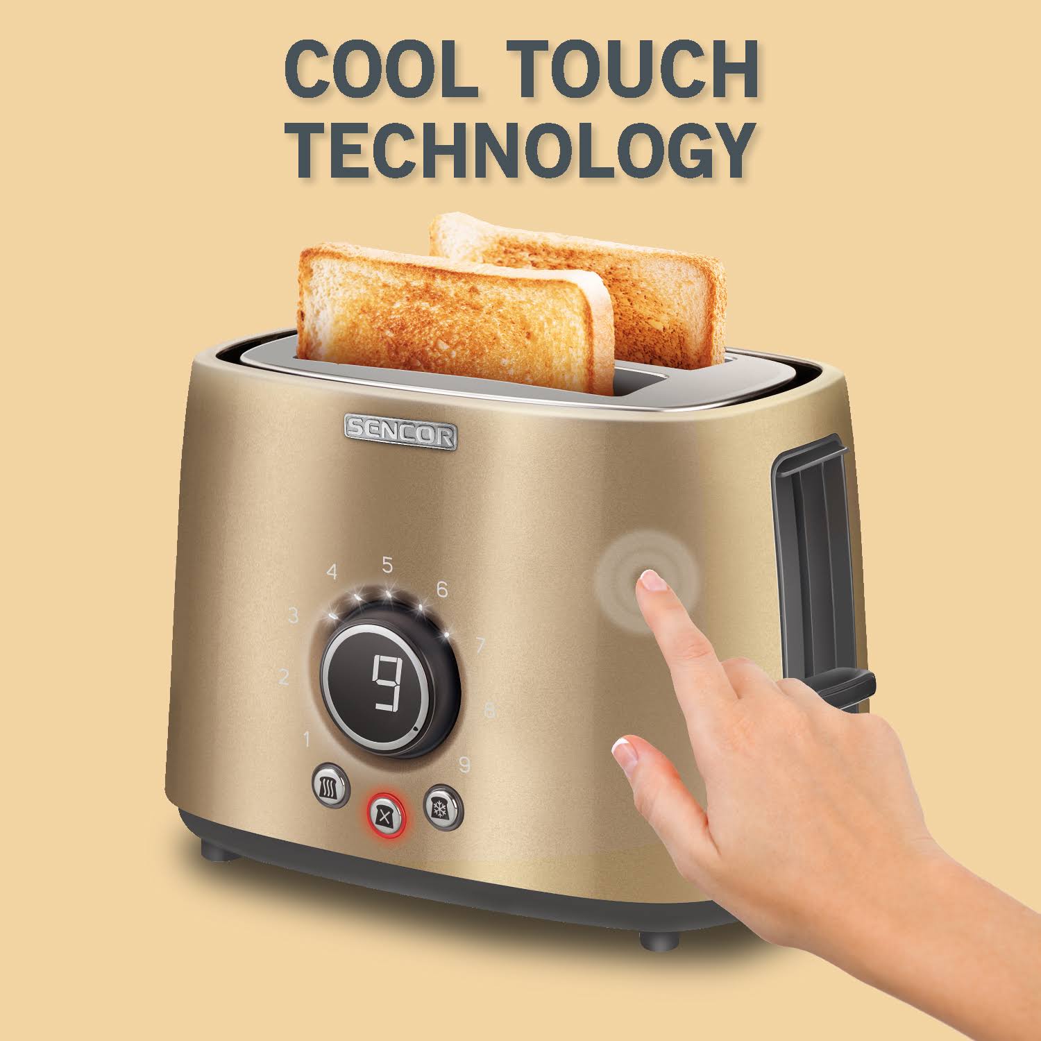 Sencor 2-Slot Toaster with Rack Champagne