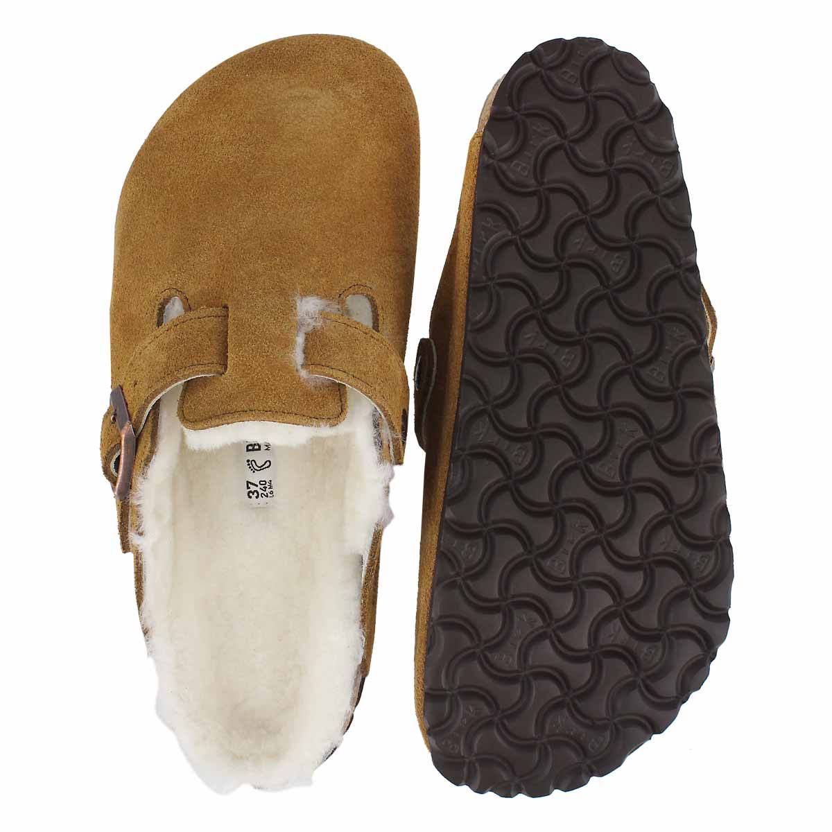 Birkenstock Boston Suede Leather Mink Shearling Clogs