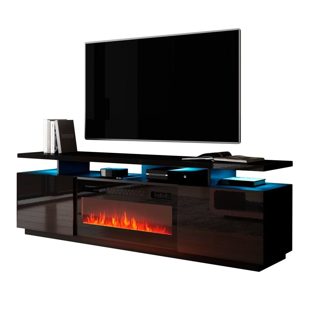 Mobile Furniture Eva-KBL Electric Fireplace Modern 71-inch TV Stand - Gray