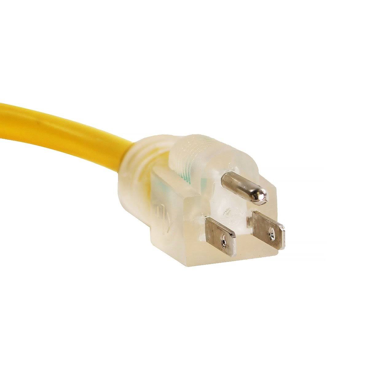 LifeSupplyUSA 12/3 200 ft. SJTW 15 Amp, 125-Volt, 1875-Watt Lighted End Heavy-Duty Extension Cord, Yellow