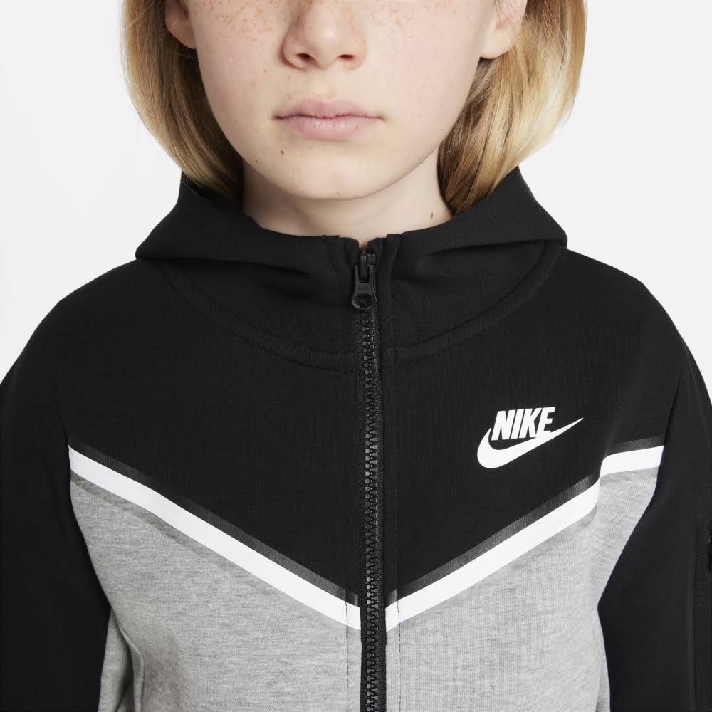 Nike Sportswear Tech Fleece Big Kids& (Boys&) Full-Zip Hoodie in Black, Size: Small | CU9223-013