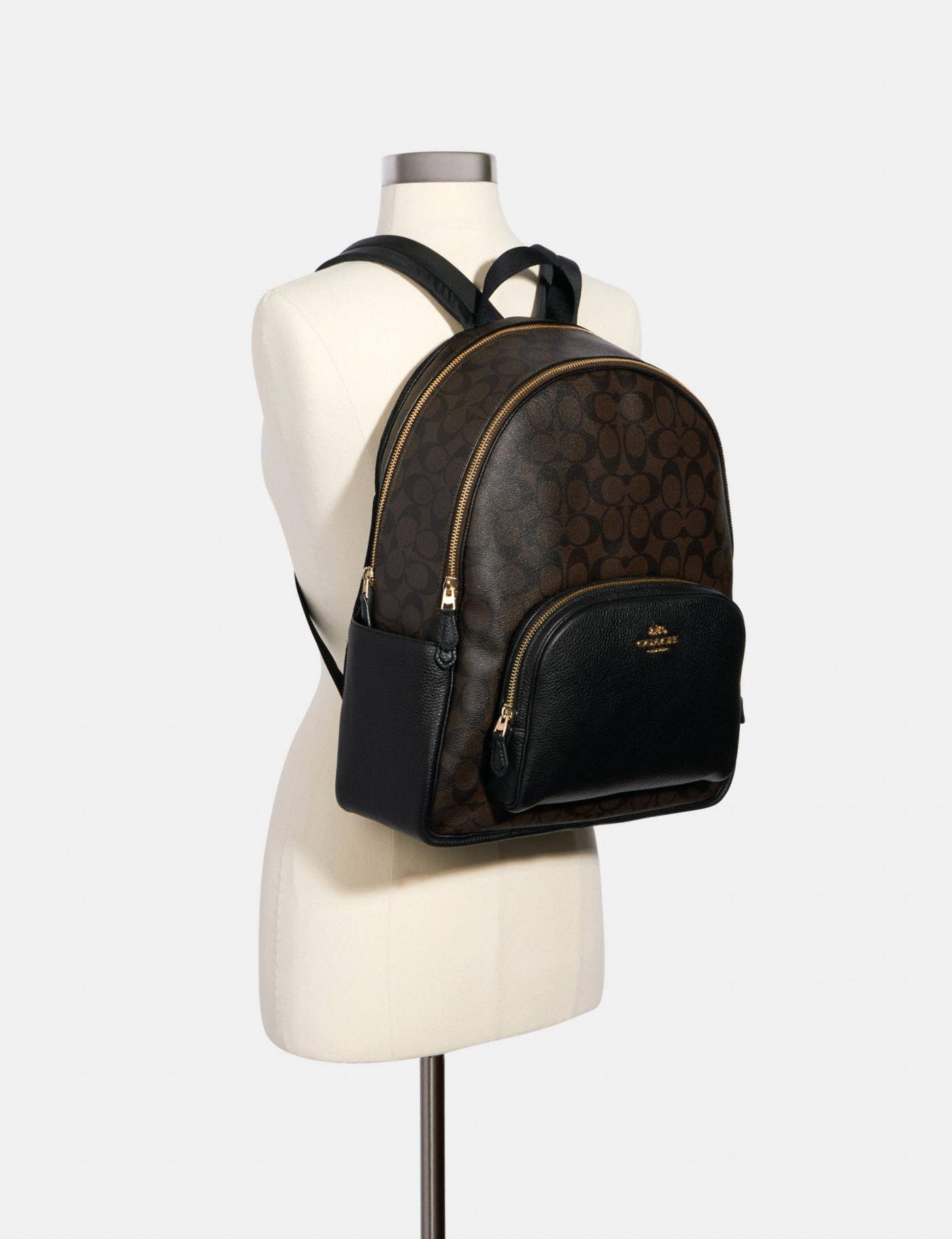 Coach Women's Large Court Backpack in Signature Canvas - Im/Brown Black