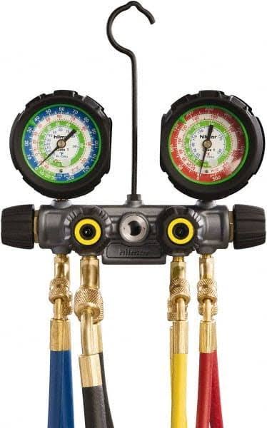 Hilmor 1839109 R410A 4-Valve Manifold with Hoses