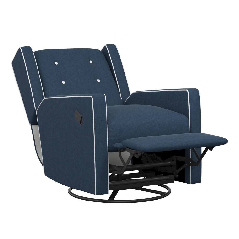 Baby Relax Mikayla Swivel Glider Chair, Nursery Room, Dark Blue Recliner