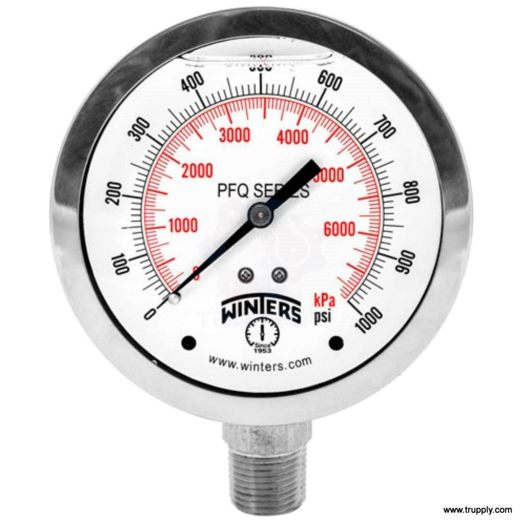 Winters PFQ | PSI | 2.5in Dial 0.25in Bottom Connection 0 | 100 Stainless Steel PFQ121R1
