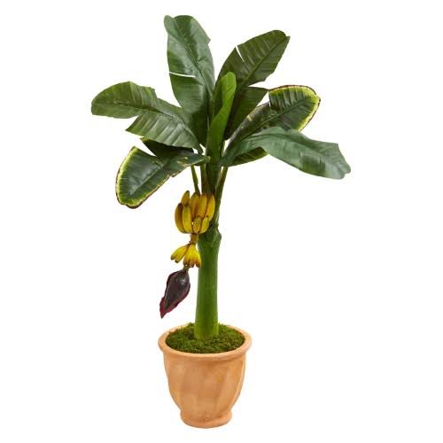 Nearly Natural 3ft. Banana Artificial Tree in Planter, Green