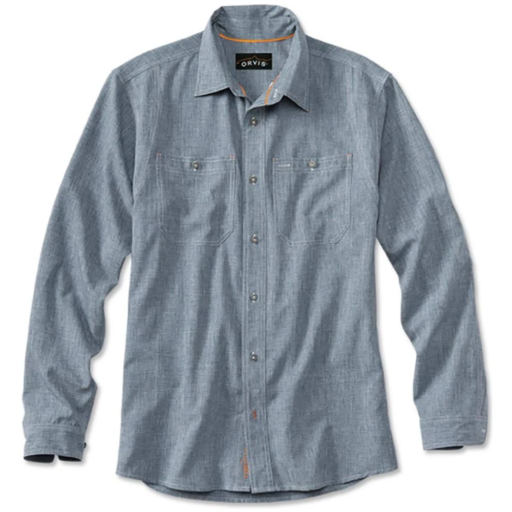 Men&s Tech Chambray Work Shirt | Blue Chambray | Size Large | Orvis