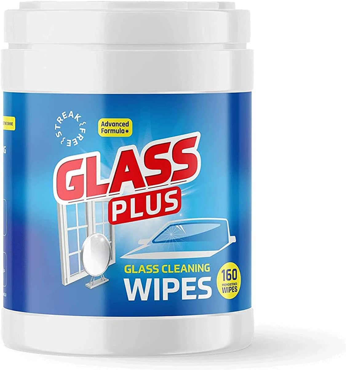 PLUS Glass Cleaner Wipes, Window Mirror Surface Cleaning Wipes, 160 Count