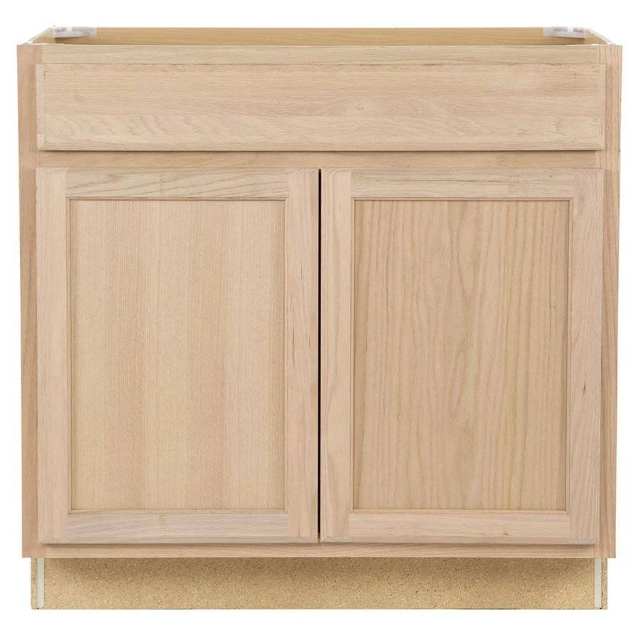 Project Source 36-in W x 35-in H x 23.75-in D Natural Unfinished Door and Drawer Base Stock Cabinet in Brown | 33A B36B