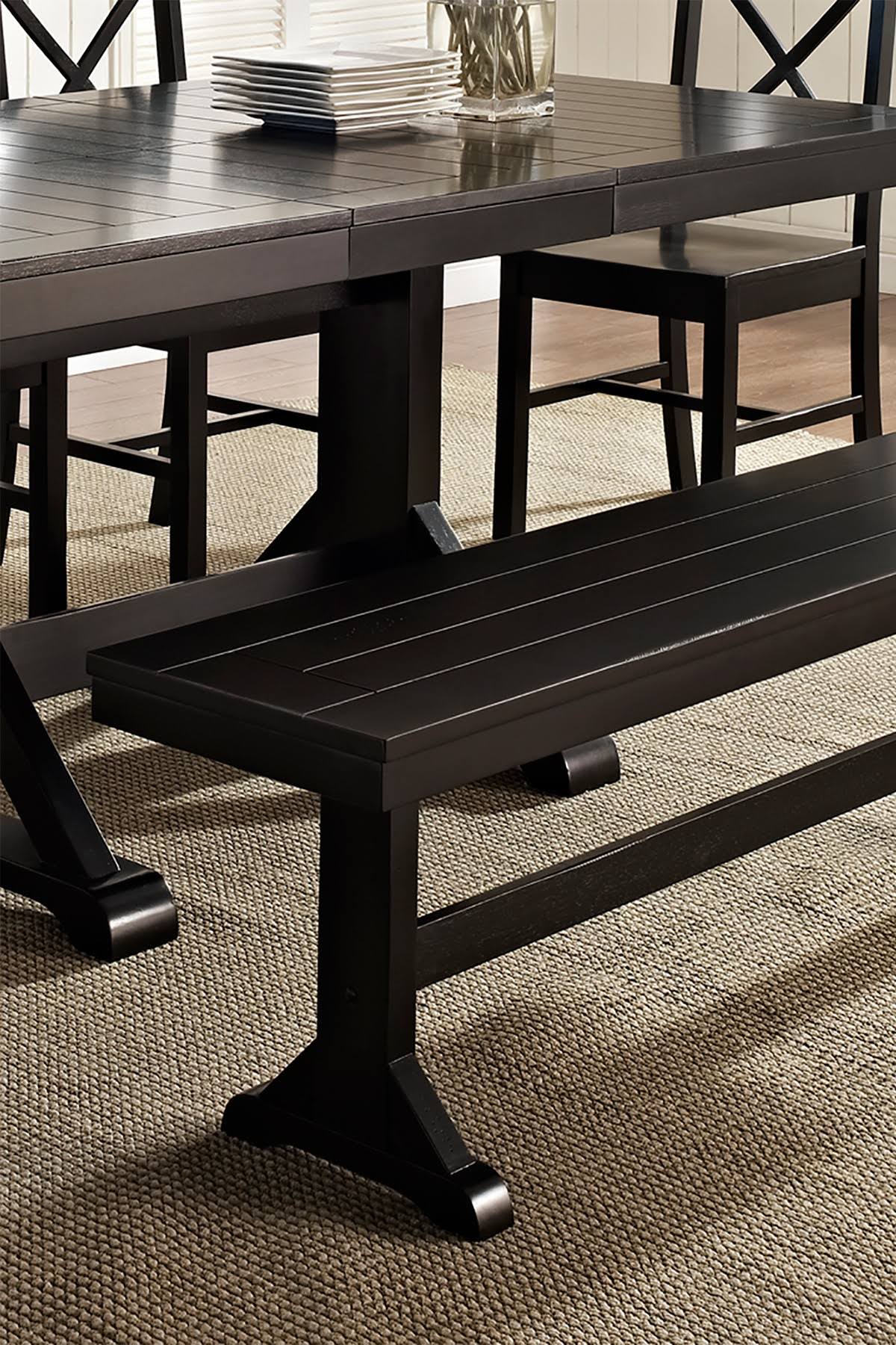 Walker Edison Wood Bench, Antique Black