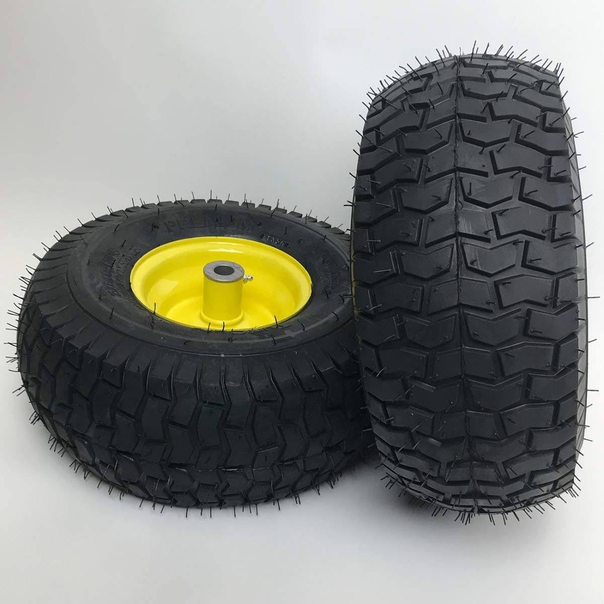 Set of 2 - 15x6.00-6 Lawn Mower Tire and Rim - Fits on 3/4 inch Axle