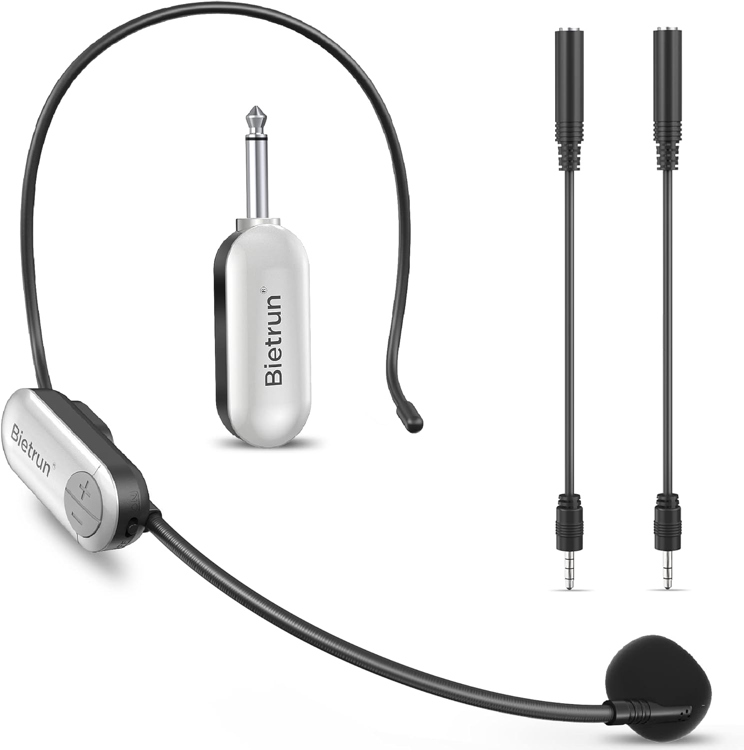 Bietrun UHF Wireless Microphone Headset, 165ft Range, Working Time 6H, 1/4''Plug, Wireless Headset Mic for iPhone, Android, Camera, Karaoke Speaker, Amp, Mic Speakers, PA System, Teaching, Fitness