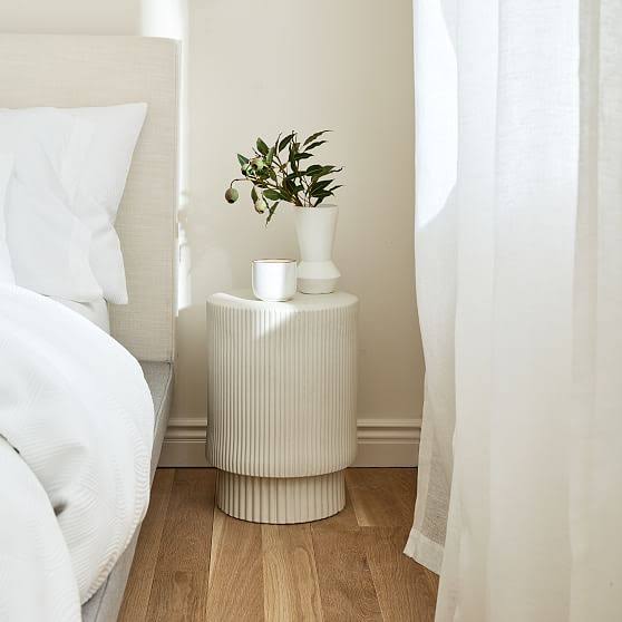 West Elm Fluted Collection Dove Gray Side Table