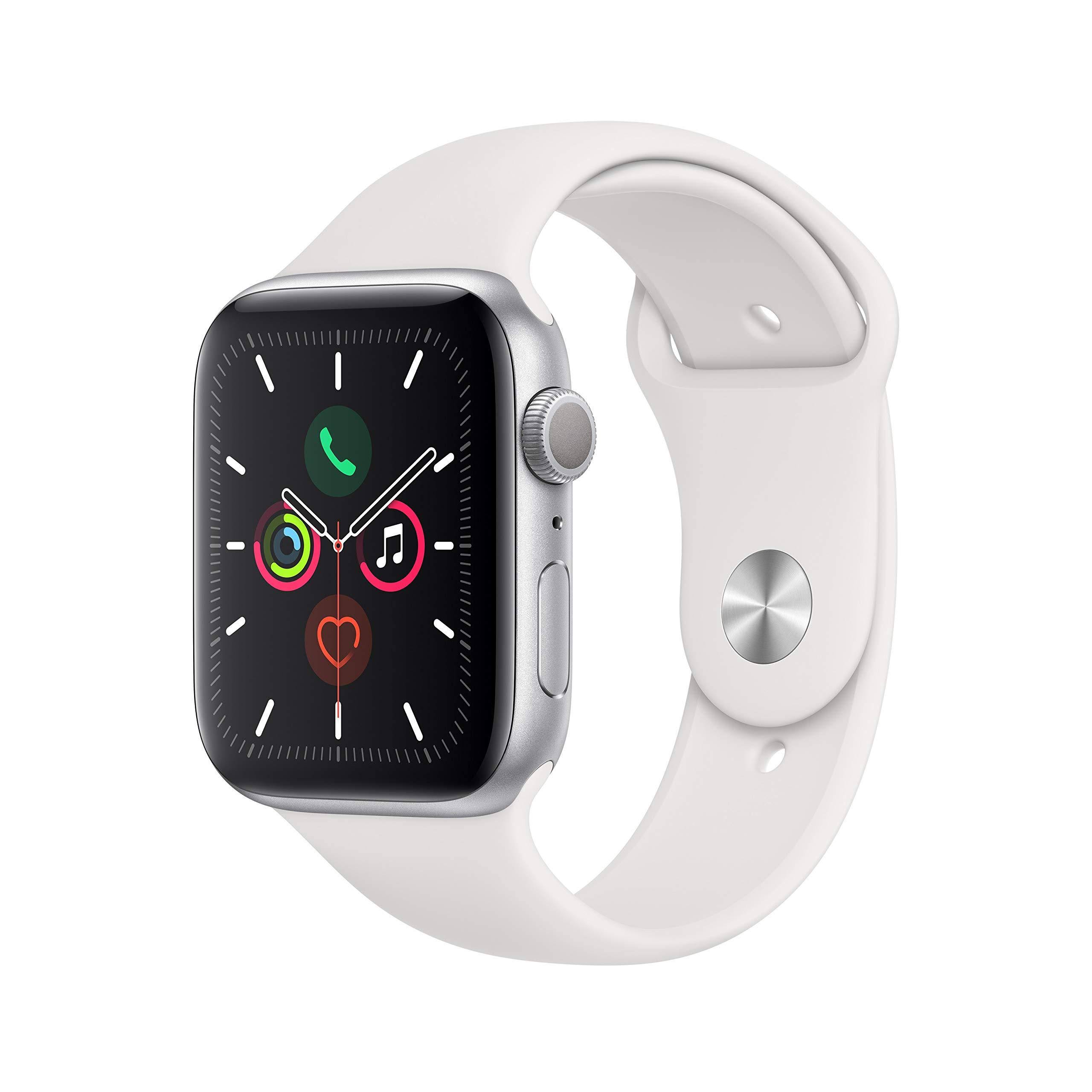 Apple Watch Series 5 - 44mm - GPS - Silver Aluminum Case - White Sport Band
