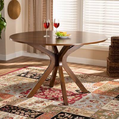 Hansell Modern and Contemporary Walnut Brown Finished 48-Inch-Wide Round Wood Dining Table Lark Manor Color: Walnut, Size: 47.2\