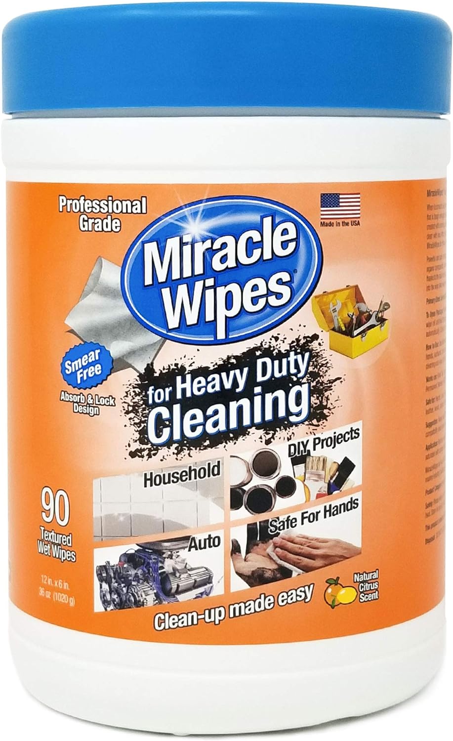 MiracleWipes for Heavy Duty Cleaning (90 Count) - All Purpose Cleaner, Kitchens, Bathrooms, Countertops, Hands, Indoors, Outdoors - Removes Grease, Grime, Crayon, Dirt & More
