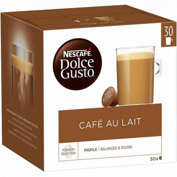 Nescafe Dolce Gusto Cafe AU Lait Coffee Pods 30 Capsules