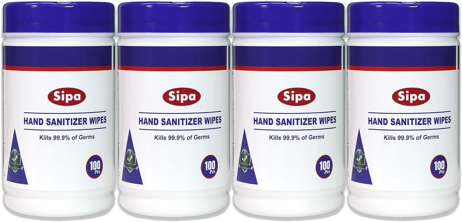 SIPA Hand Wipes 100 WIPES/CANISTER, (4 CANISTERS)