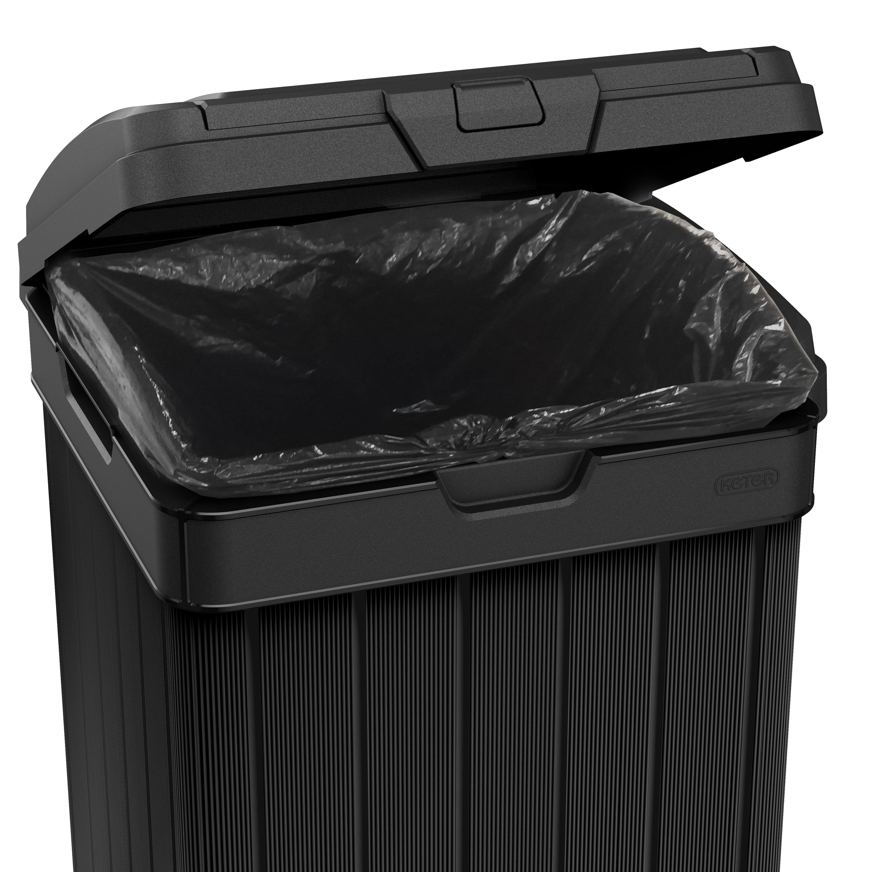 Keter 240770 Baltimore Outdoor Trash Can, Black