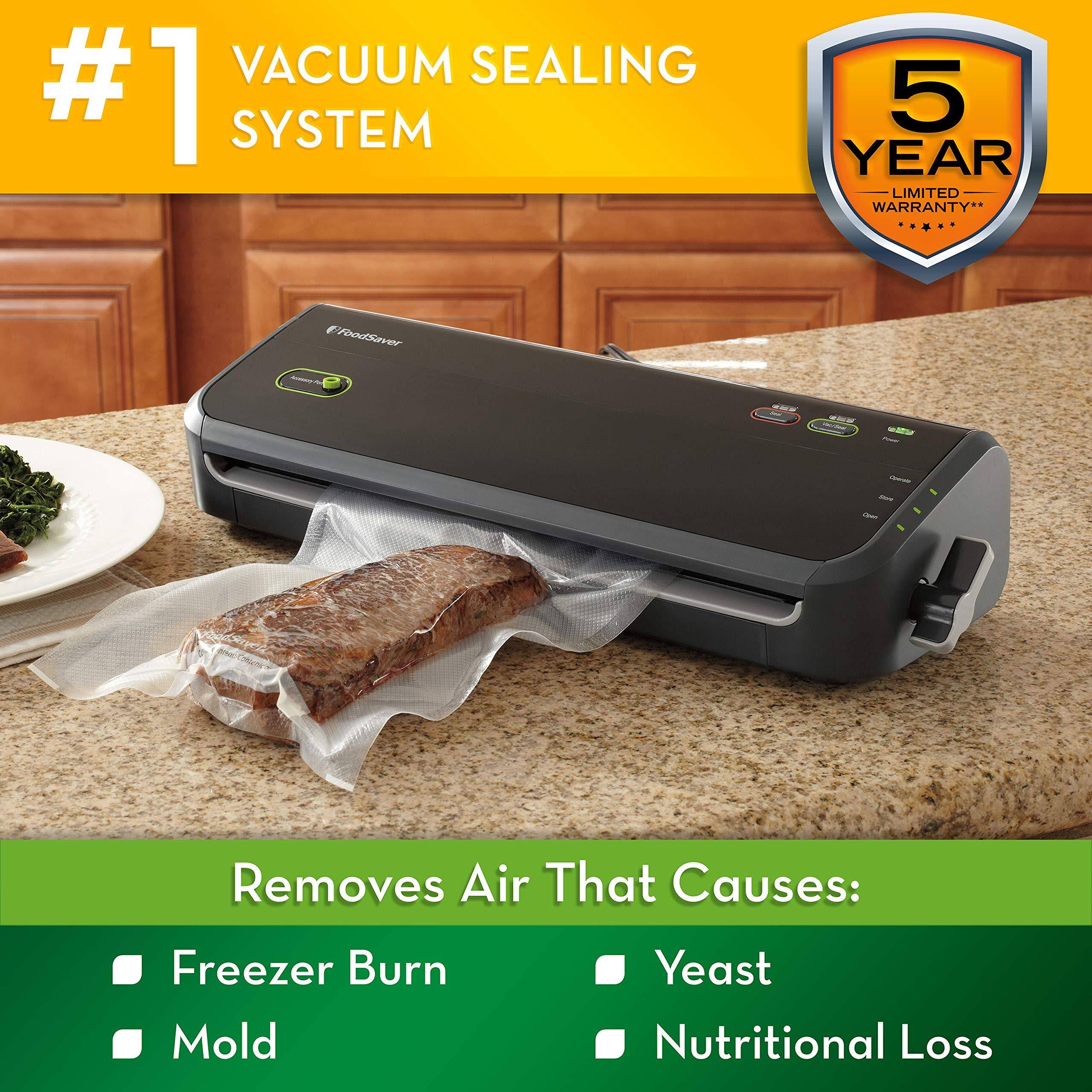 Foodsaver FM2000 Vacuum Sealer System with Starter Bags u0026 Rolls, Black