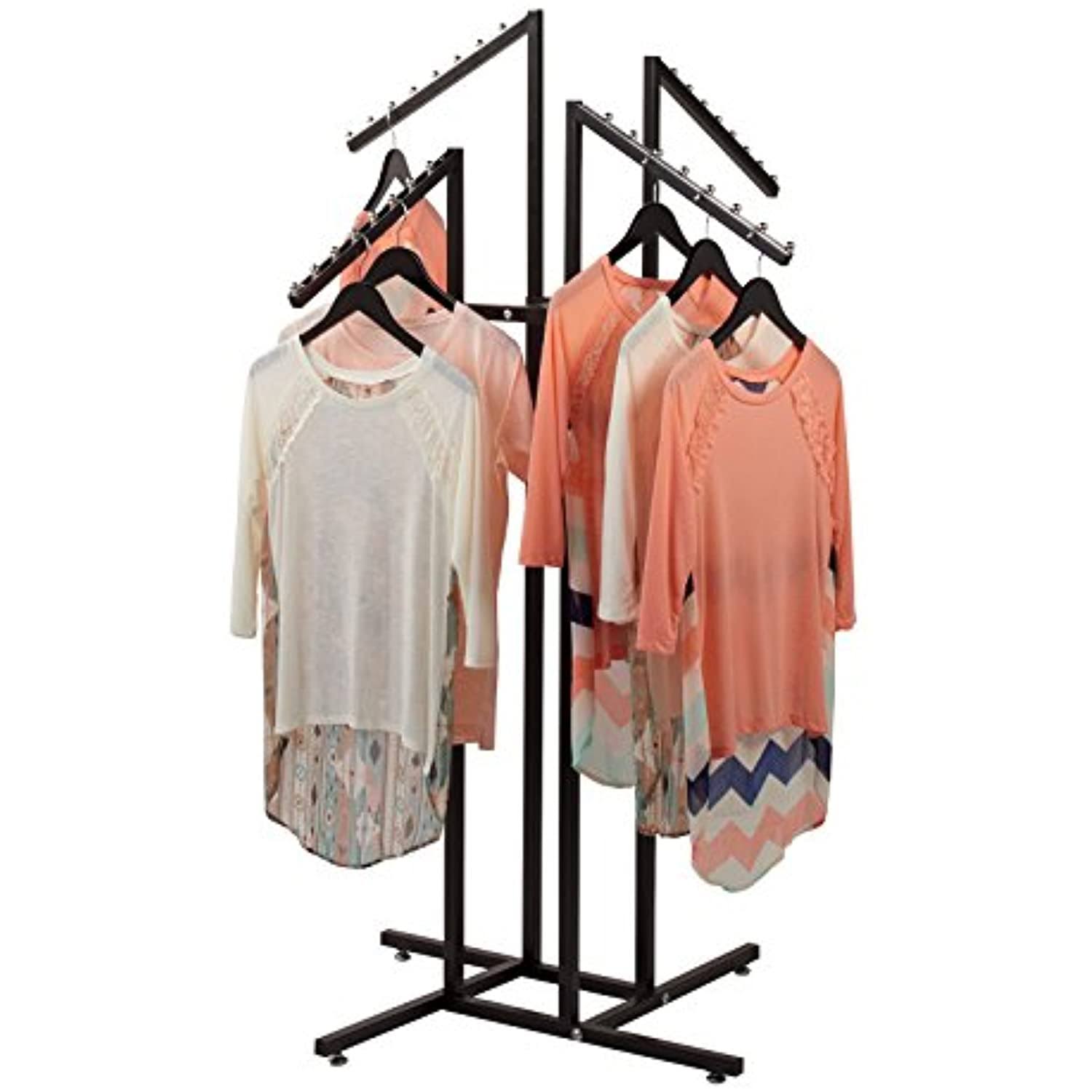 SSWBasics 4 Way Clothing Rack with Slanted Arms - Black