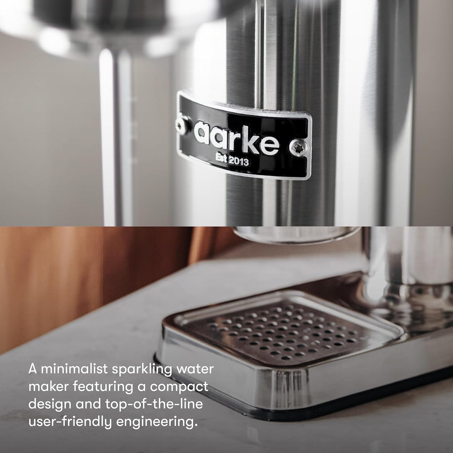 aarke Carbonator lll with CO2 Cylinder, Sparkling & Carbonation Water Machine, Stainless Steel with PET BPA-Free Reusable Bottle Volume 800 mL (Stainless Steel)