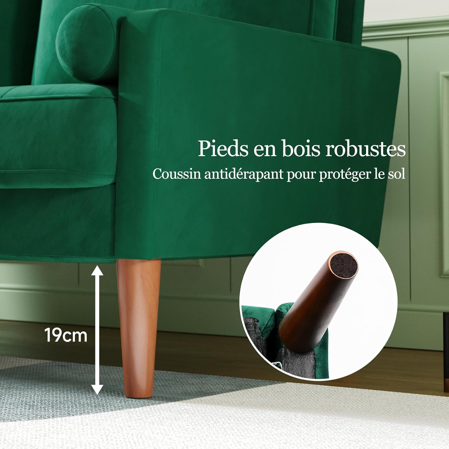 Vesgantti Small 2 Seater Sofa, 121cm Velvet Sofa with Spring Cushion, Mini Bedroom with Armrests, Modern Living Room Loveseat, Fixed 2 Seater Loveseat