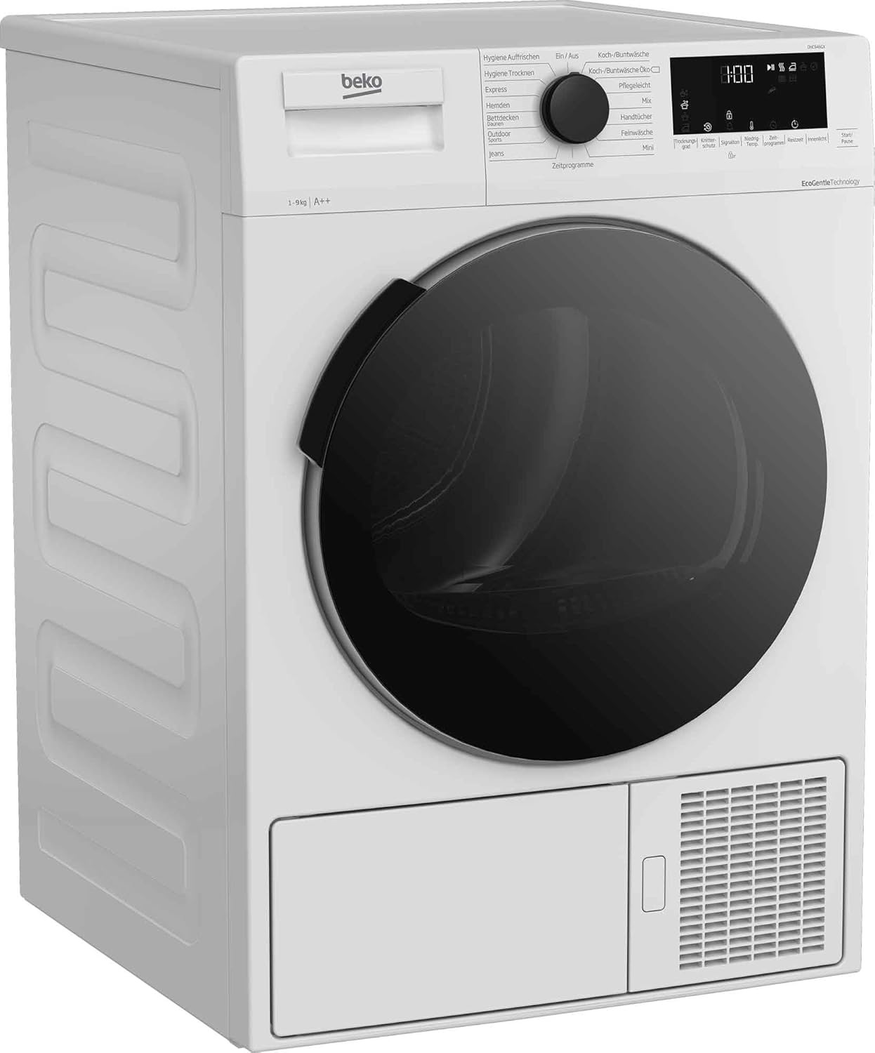 Beko DHC946GX Tumble Dryer with Heat Pump Technology, Stainless Steel Drum, 9 kg, A++, Hygienic Drying & Hygiene Refresh, White [Energy Class A++]