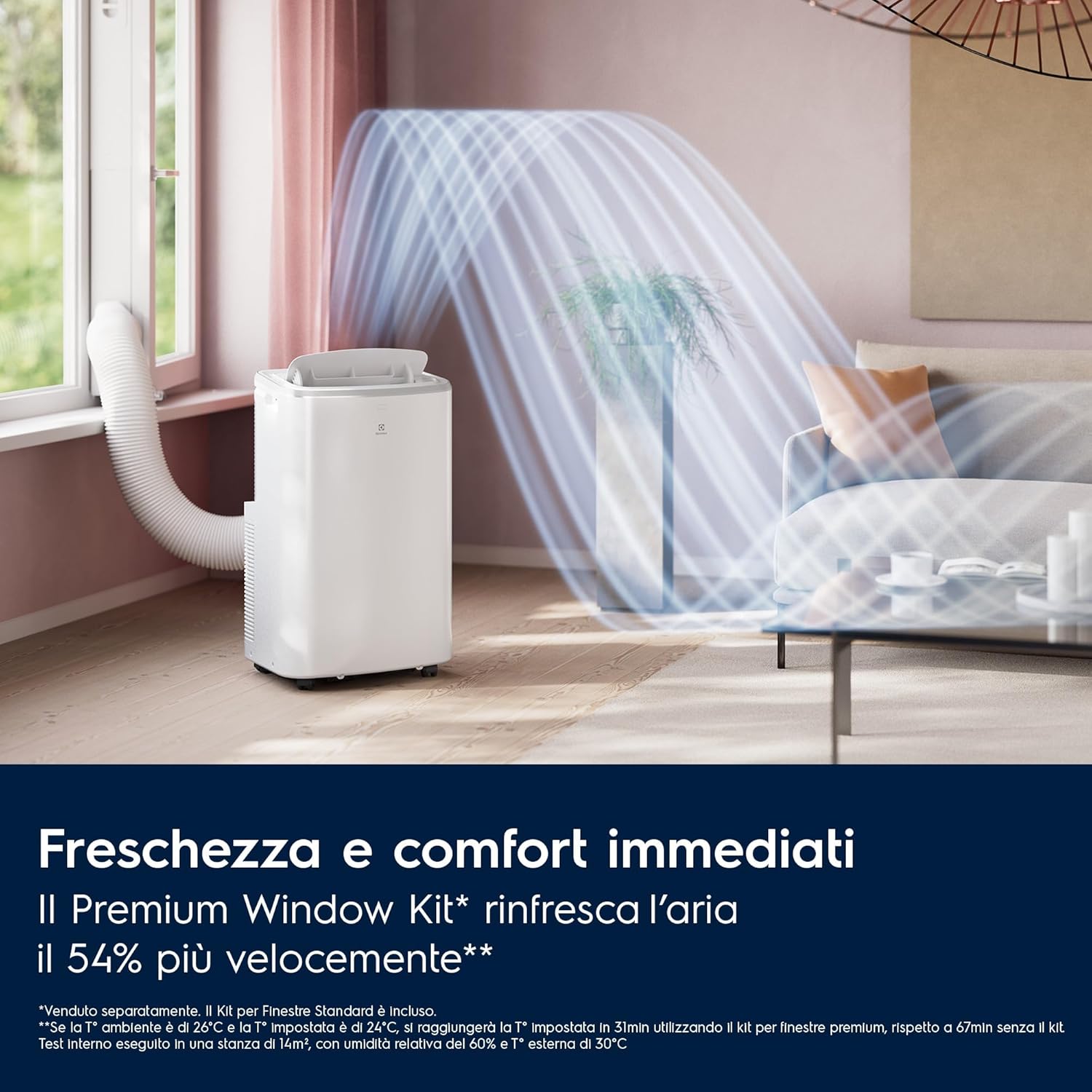 Electrolux EXP26U559HW Condizionatore portatile Caldo/Freddo Comfort 600 bianco, leggero e compatto, connesso, gas ecosostenibile R290, A+ raffreddamento e riscaldamento [Classe di efficienza energetica A+]