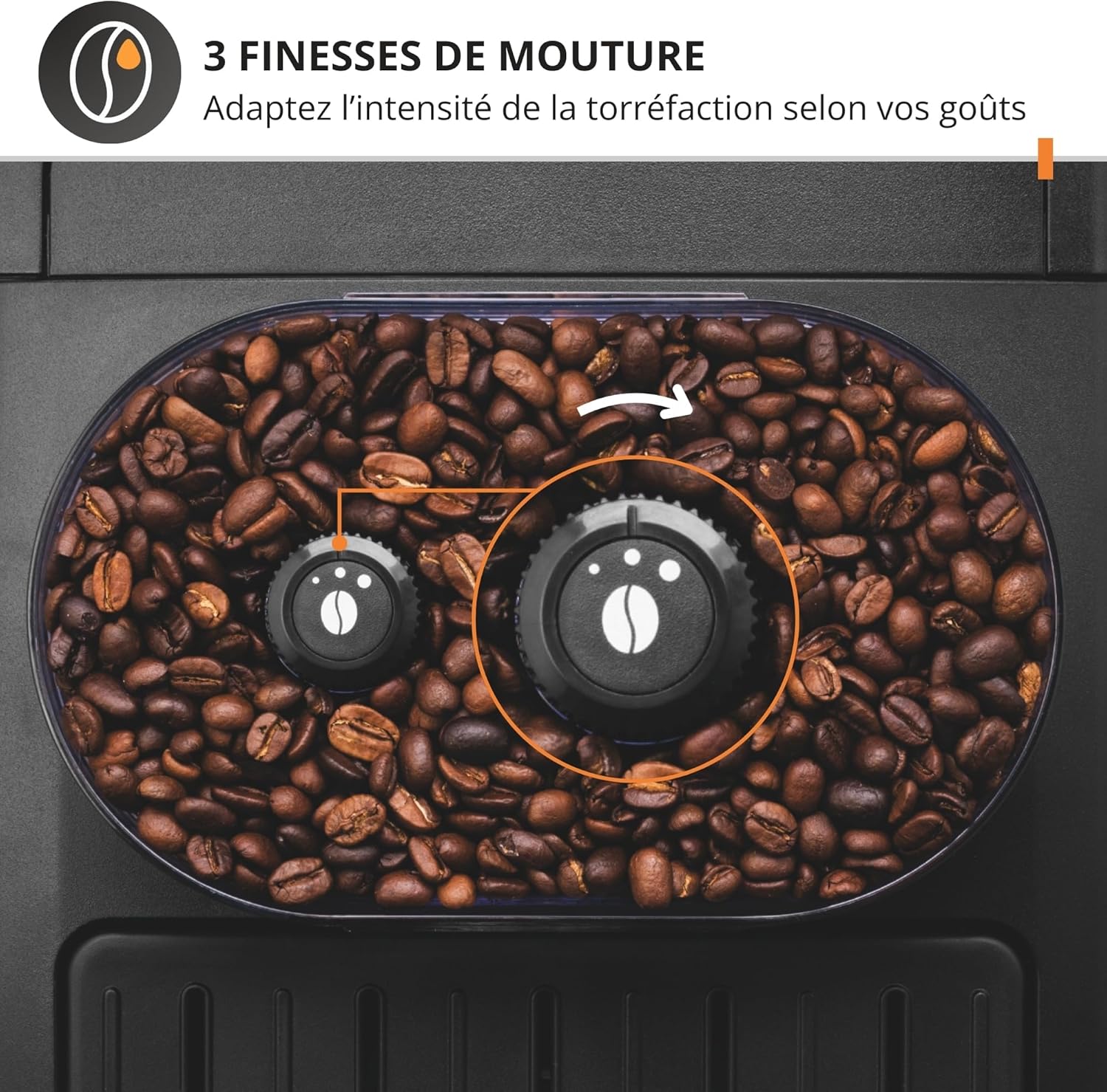 Krups Machine à café grain, 1,7 L, 2 tasses en simultané, Nettoyage automatique, Buse vapeur pour Cappuccino, Cafetière espresso, Essential noire YY8125FD