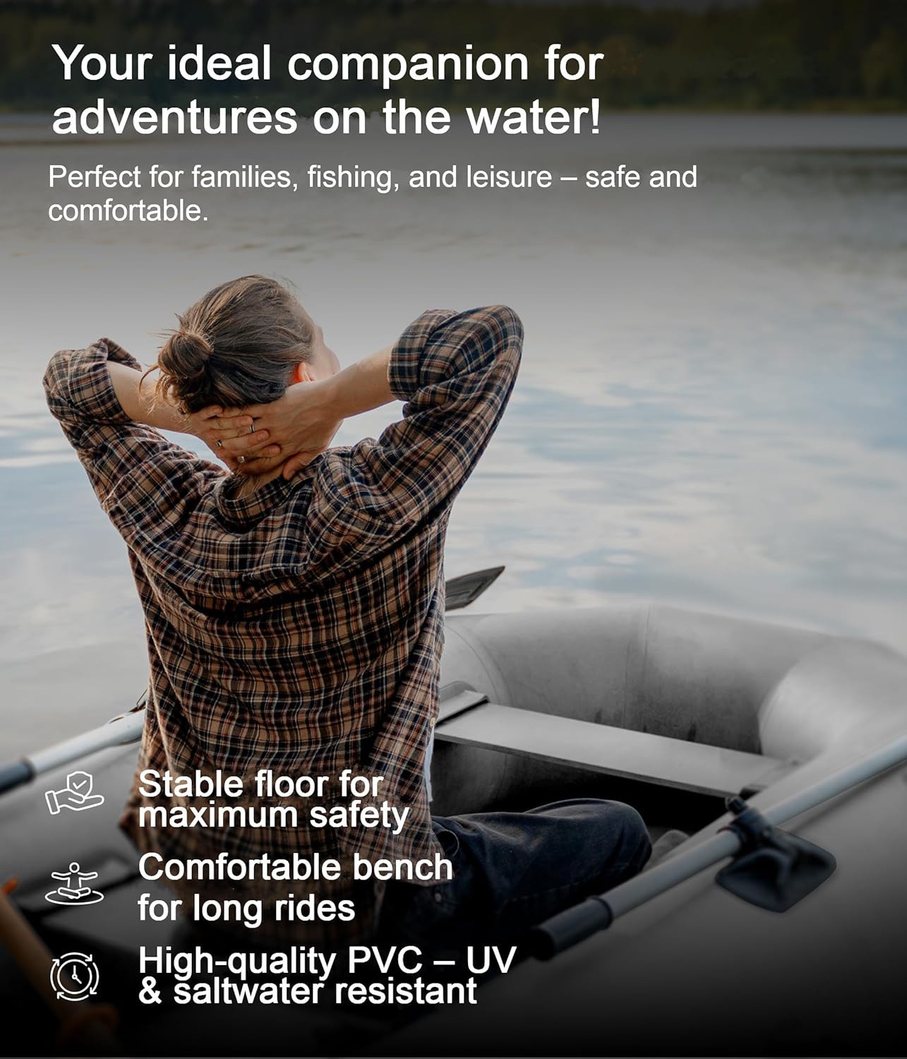 Nemaxx® Professional Schlauchboote [INKL. 2 PADDEL, Tasche + LUFTPUMPE] – Aufblasbare Paddelboote – Gummiboote Angelboote Luftboote – Schlauchboote für 2,5,7 Personen (Länge: 230 cm, 330 cm, 380 cm)