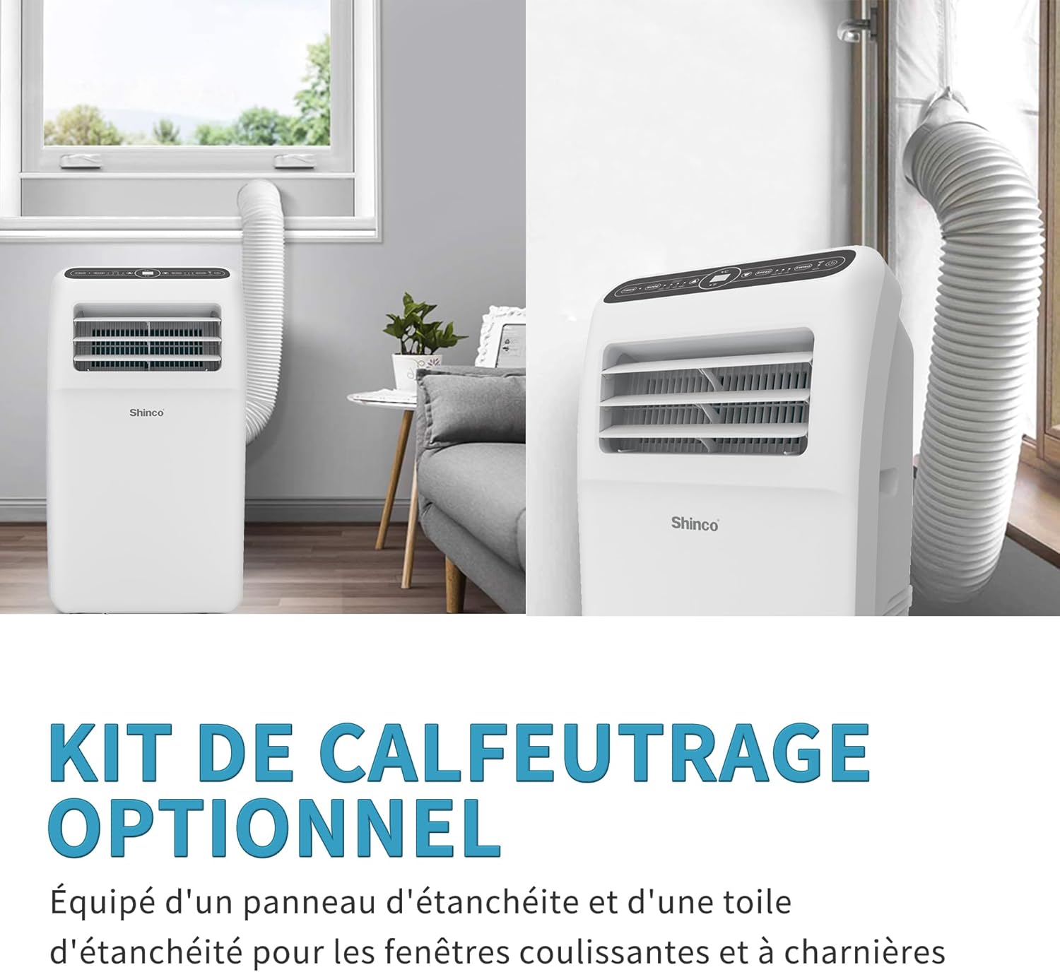 SHINCO Climatiseur Mobile Wifi 12000 BTU/h, Eco R290, 3,5 kW, 4 en 1 Refroidissement, Chauffage, ventilateur, Déshumidificateur, Blanc [Classe énergétique A]