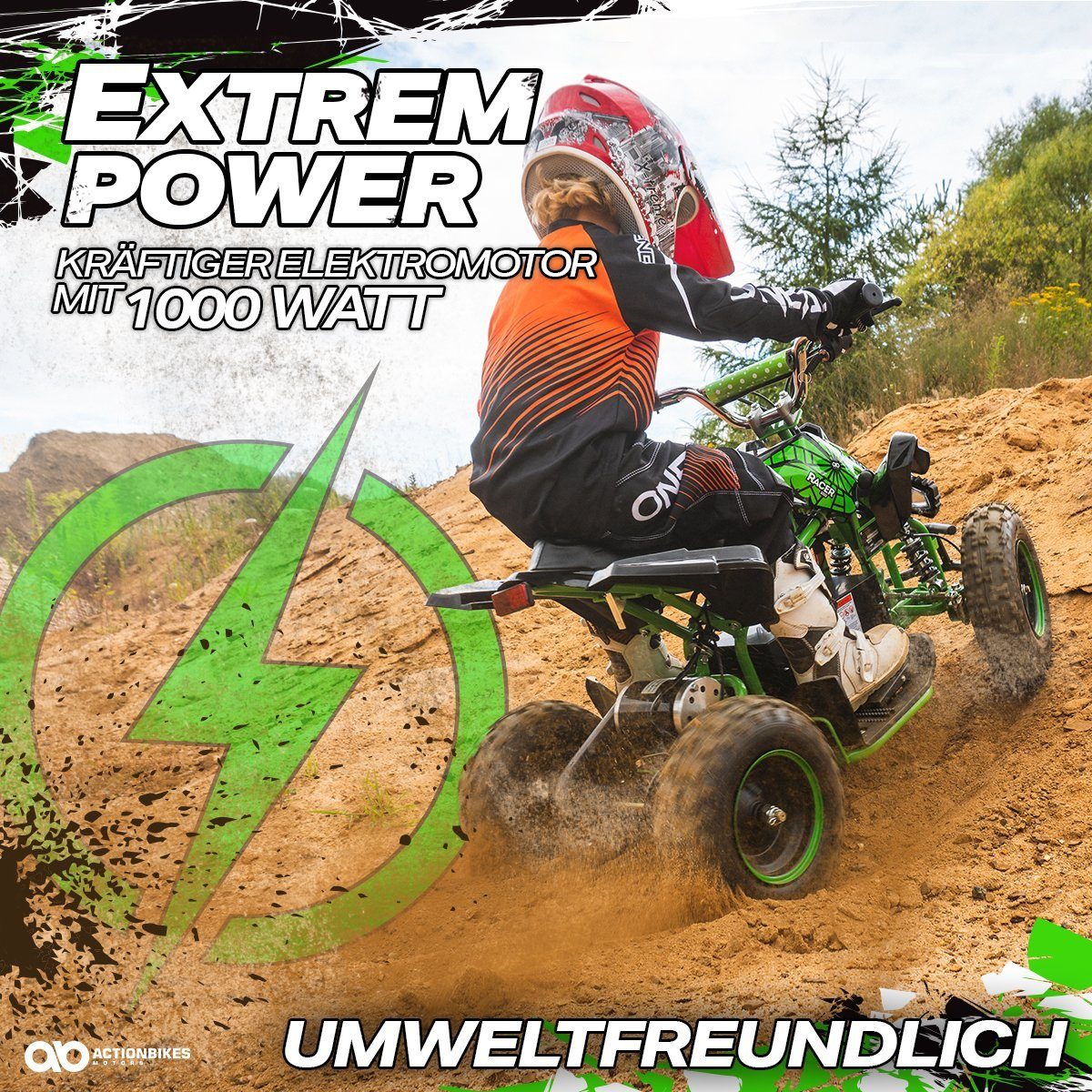 Actionbikes Motors Electric Children's Quad Mini Children's Electric Quad Racer 1000 W 36 V, load capacity 50 kg, (1 piece), up to 50 kg - disc brakes - Safety Touch System foot switch