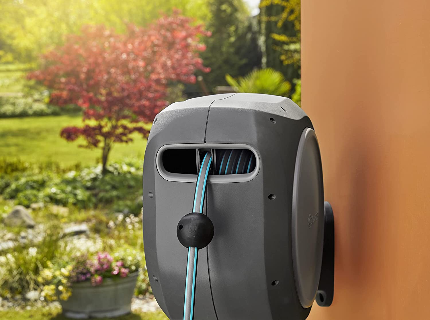 83 Foot Wall Mounted Reel, gray