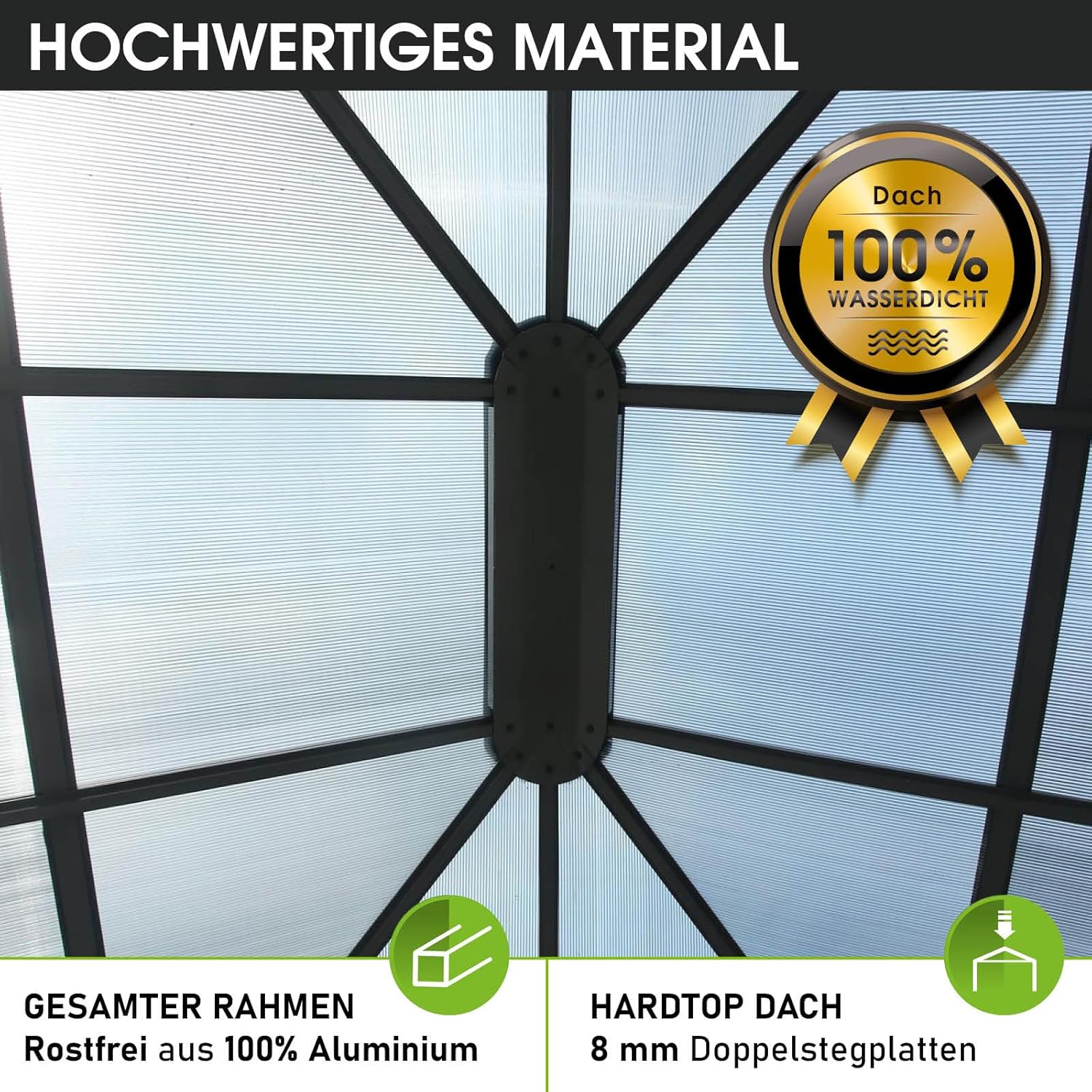 Brast Garden Gazebo, Aluminium, 2 Colours, 3 Sizes and 16 Models, 3 x 3 m / 3 x 4 m / 3.6 x 4.8 m