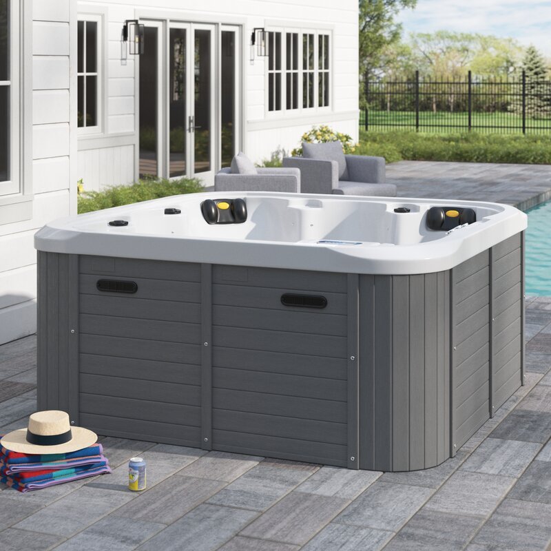 Sol 72 Outdoor? Aire 6 - Person 54 - Jet Acrylic Square Hot Tub with Ozonator in Gray