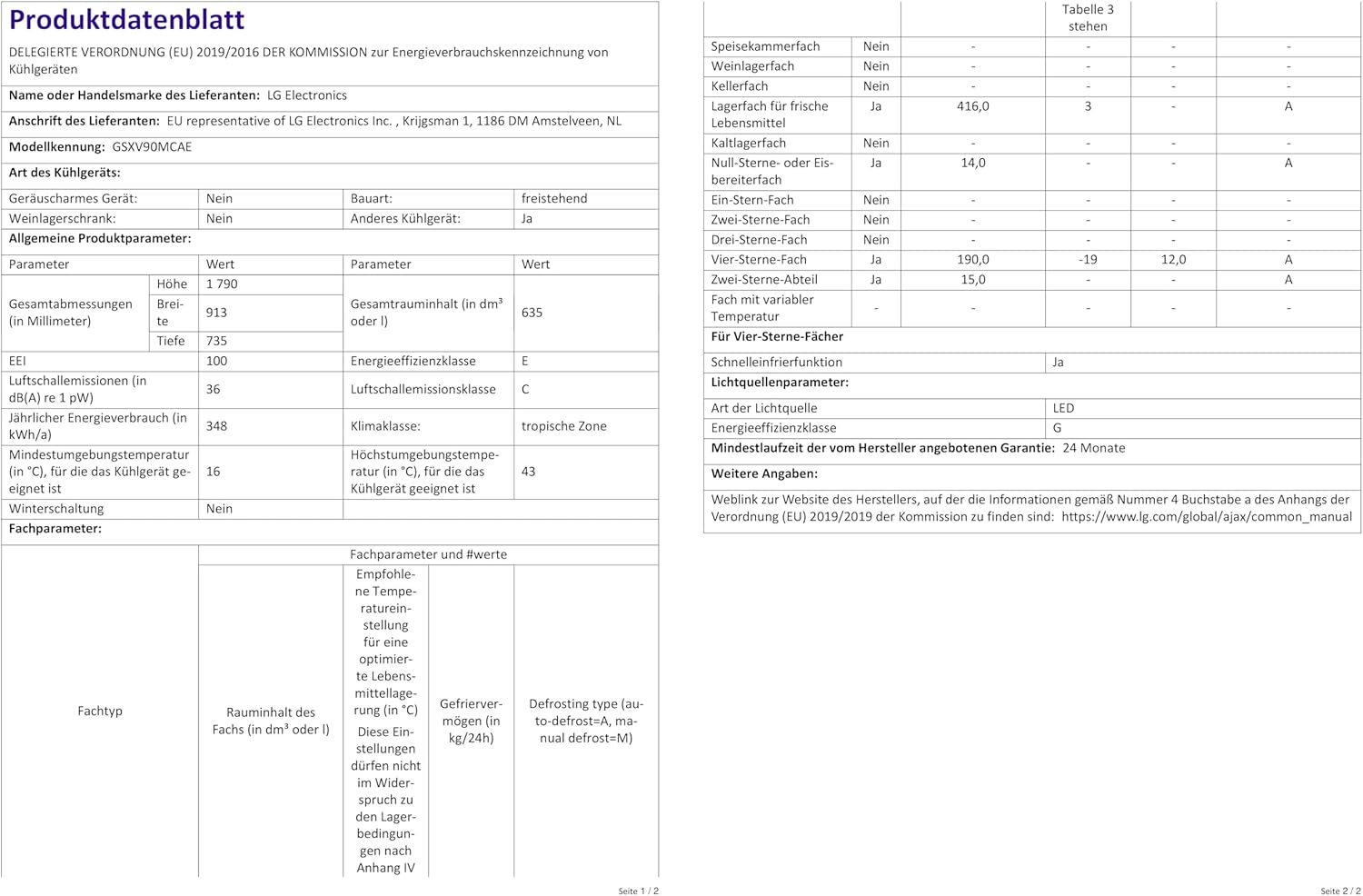 LG Electronics GSXV90MCAE Side-by-Side with InstaView Door-in-Door®, Ice, Crushed Ice and Water Dispenser, 635 Litre Capacity, Energy Efficiency Class E, Fixed Water Connection, Matt Black Steel [Energy Class E]
