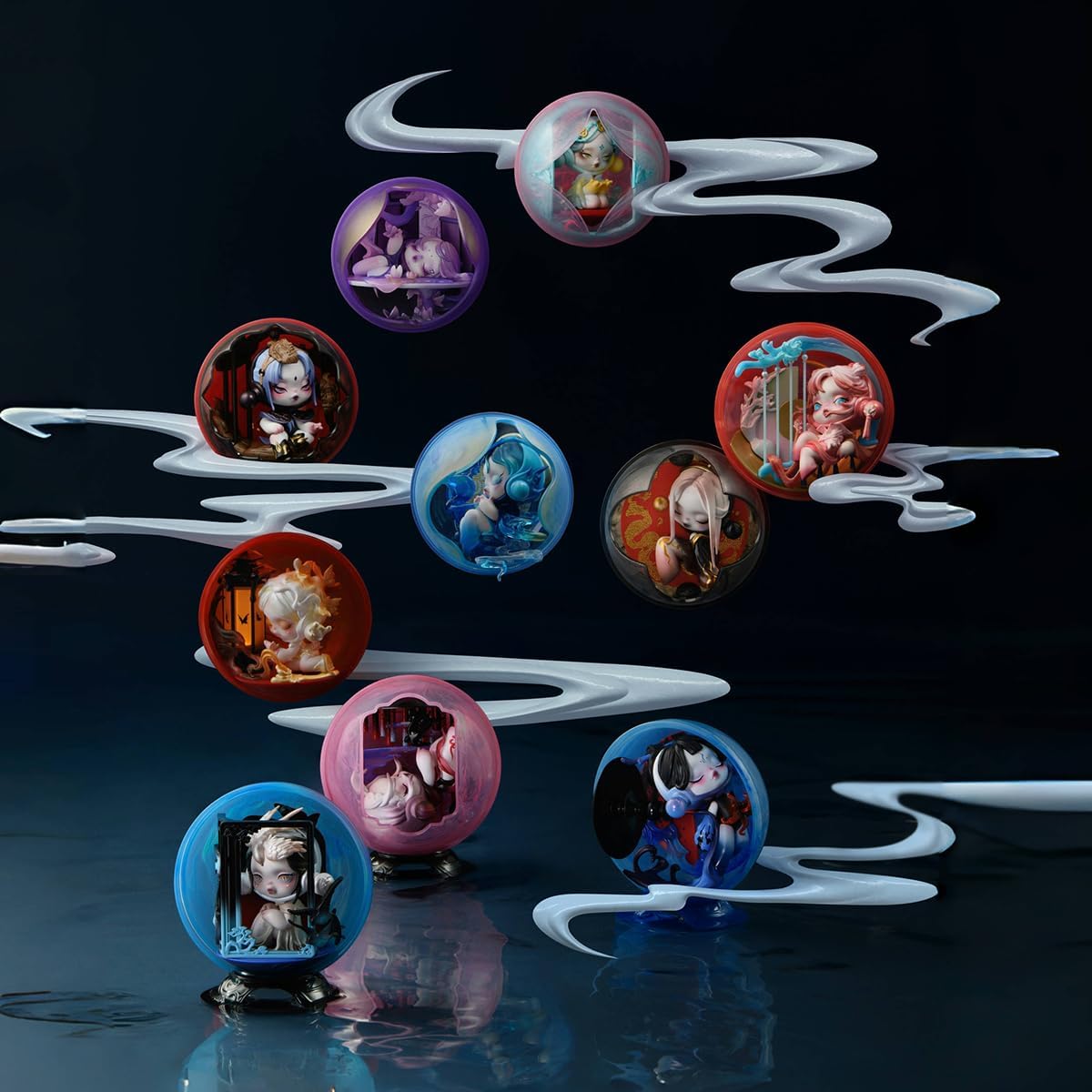 POP MART SKULLPANDA The Mirage Series Figures Pop d’Action Figurines Anime de Jouet Figure à Collectionner Cadeaux Créatifs 1PC