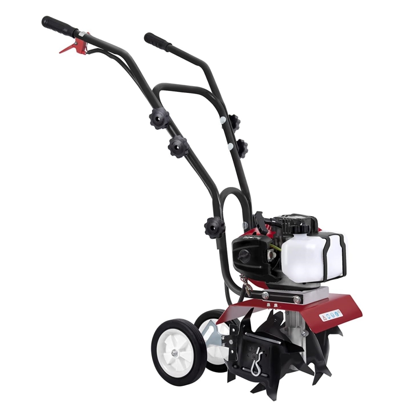 BU-KO 52CC Garden Tiller Petrol 3 HP 2-Stroke Lawn Ground Hoe Cultivator Motor Hoe Petrol Lightweight Compact Ground Tiller Powerful Handle with Secure Grip