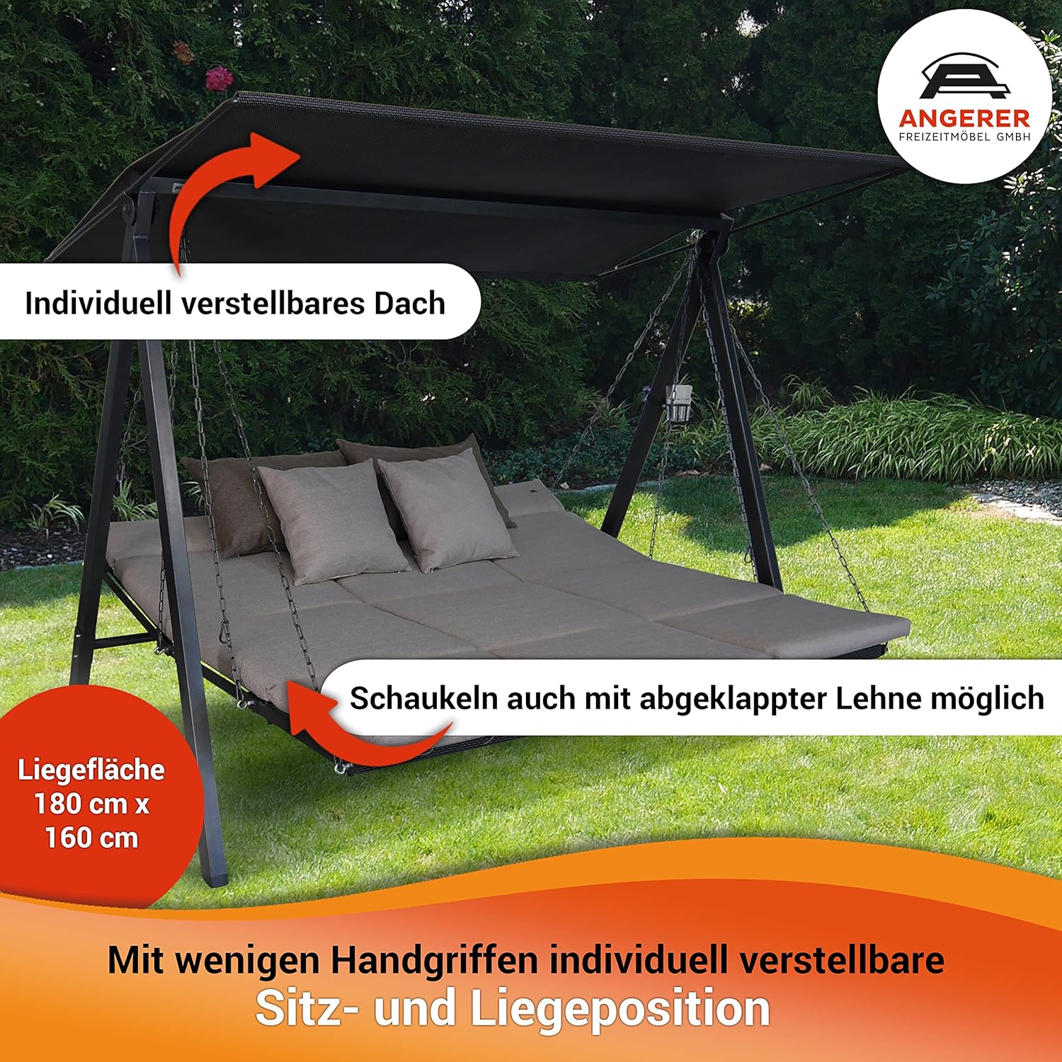 Angerer Lounge Swing Chair Hollywood, 3-Seater, beige