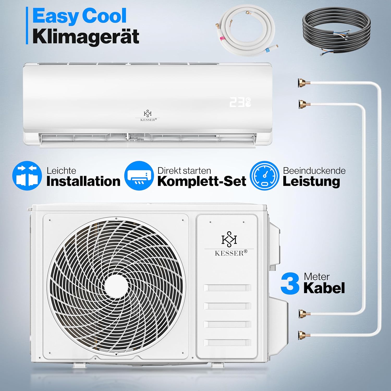 KESSER® Split Air Conditioning Set with WiFi / App Function - Cooling A++ + / Heating A+