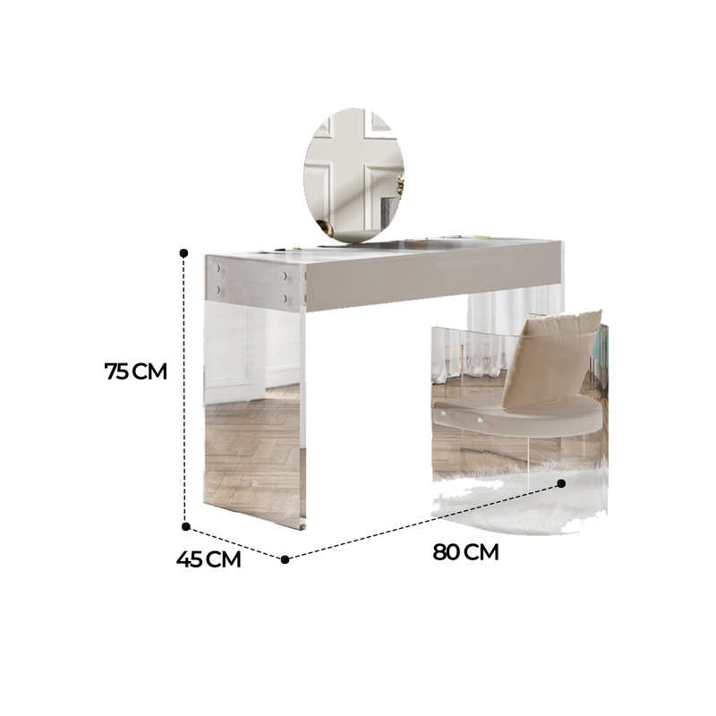 Bella Acrylic Dressing Table with LED Vanity Mirror Modern Style