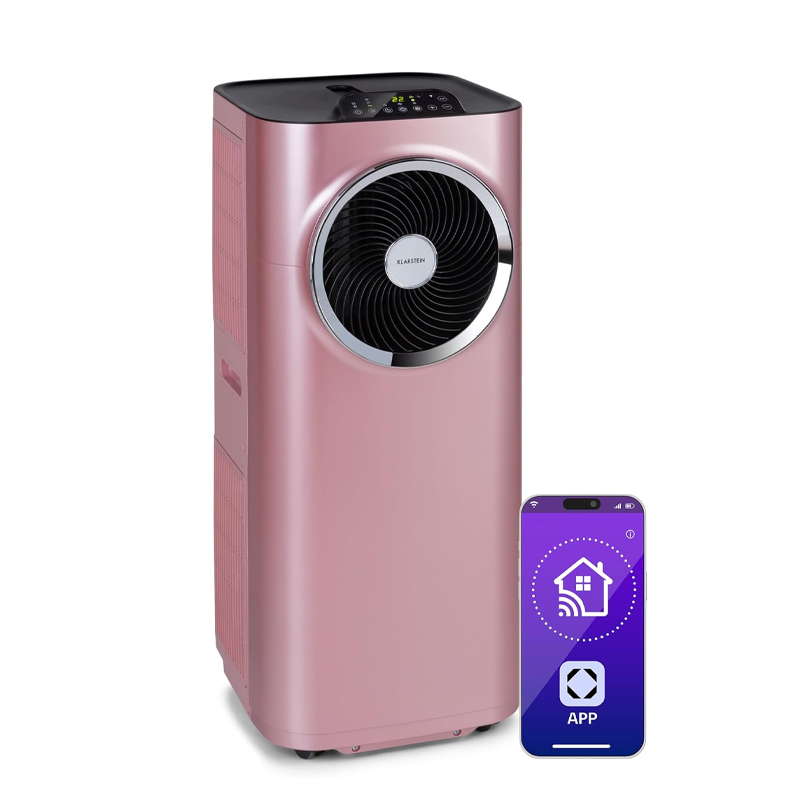 Klarstein Silent Mobile Air Conditioner, 5 in 1 Portable Smart Air Conditioning, Mini Air Conditioner, Purifier and Odour Removal, Air Dehumidifier, Night Mode, Low Consumption, 12K BTU, Air [Energy Class A]