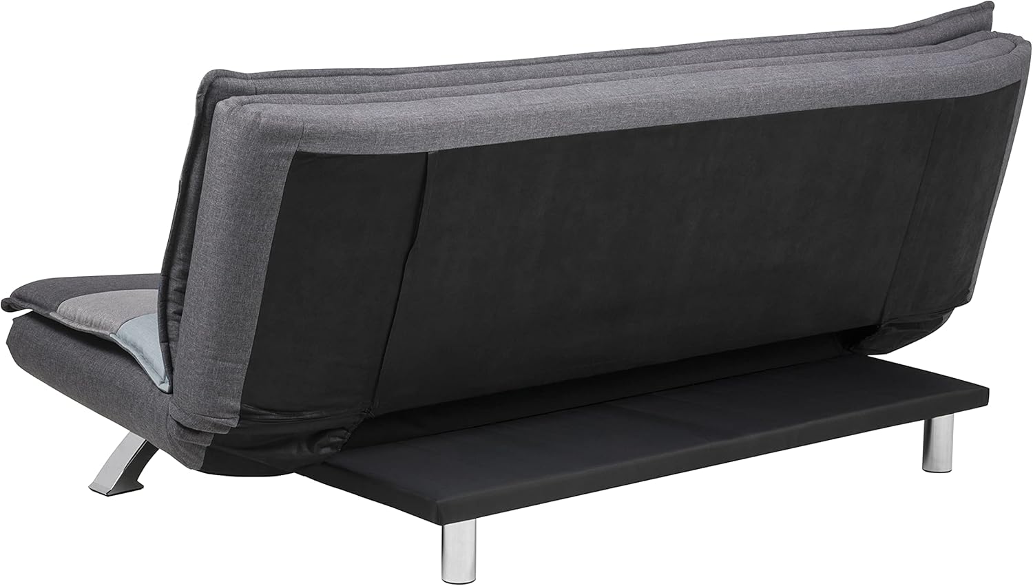 AC Design Furniture Jasper Sofa Bed W: 196 x H: 91 x D: 96 cm, Dark Grey/Black, Fabric/Metal
